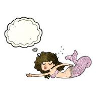 cartoon mermaid with thought bubble N19