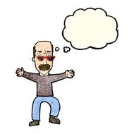 cartoon old man waving arms with thought bubble N4