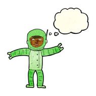 cartoon space man with thought bubble N8