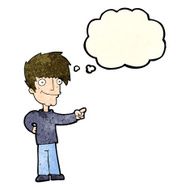 cartoon man pointing with thought bubble N56