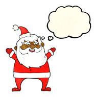 jolly santa cartoon with thought bubble N10