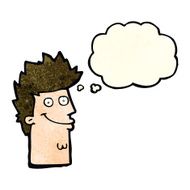 cartoon happy man face with thought bubble N5