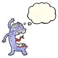 cartoon crazy monster with thought bubble N4