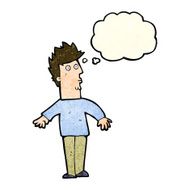 cartoon surprised man with thought bubble N37