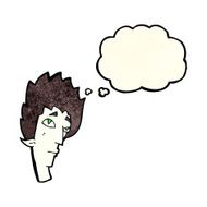 cartoon vampire head with thought bubble N14
