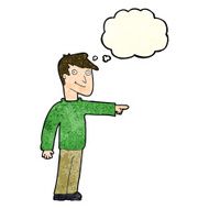 cartoon man pointing with thought bubble N58