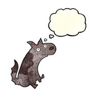 cartoon sitting dog with thought bubble N4