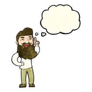 cartoon happy bearded man with idea thought bubble N2