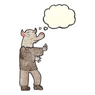 cartoon werewolf with thought bubble N9