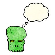cartoon spooky skull with thought bubble N46