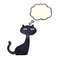 cartoon black cat with thought bubble N11