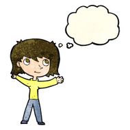 cartoon happy girl with thought bubble N29