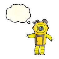 cartoon deep sea diver with thought bubble N11