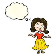 cartoon confused girl with thought bubble N4