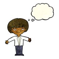 cartoon smug boy with thought bubble N4