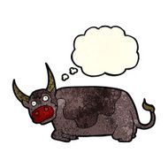 cartoon bull with thought bubble N7