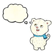 cartoon cute polar bear cub with thought bubble N7