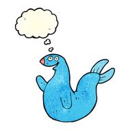 cartoon happy seal with thought bubble N7