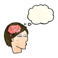 cartoon head with brain symbol thought bubble N12