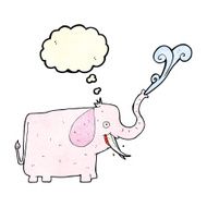 cartoon happy elephant with thought bubble N4