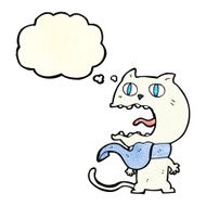 cartoon frightened cat with thought bubble N6