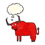 cartoon hairy cow with thought bubble N4