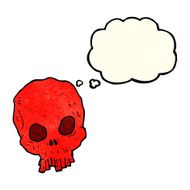 cartoon spooky skull with thought bubble N47