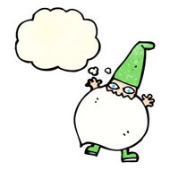 cartoon tiny santa with thought bubble N4
