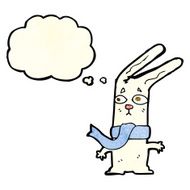 cartoon rabbit with thought bubble N32