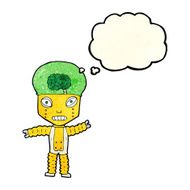 cartoon future robot with thought bubble N3