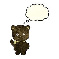 cute cartoon black bear waving with thought bubble N2