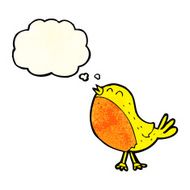cartoon singing bird with thought bubble N4