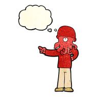 cartoon alien monster man with thought bubble N7