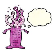 cartoon monster with thought bubble N13