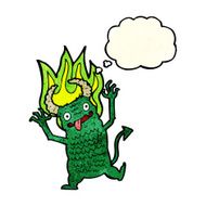 cartoon demon with thought bubble N4