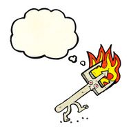 cartoon devil fork with thought bubble N4