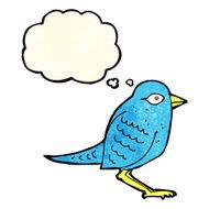 cartoon garden bird with thought bubble N13