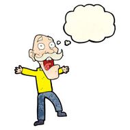cartoon shocked old man with thought bubble N9
