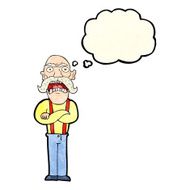 cartoon shocked old man with thought bubble N10