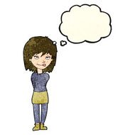cartoon happy woman with thought bubble N81
