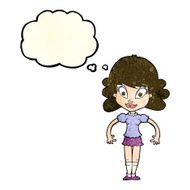 cartoon pretty woman with thought bubble N86