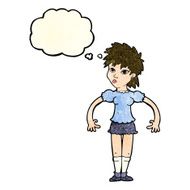 cartoon curious woman with thought bubble N17