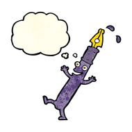 cartoon pen character with thought bubble N3