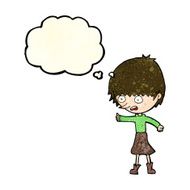 cartoon woman stressing out with thought bubble N5