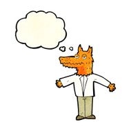 cartoon wolf with thought bubble N6