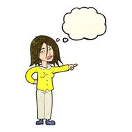 cartoon woman pointing with thought bubble N67
