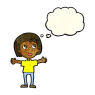 cartoon happy person with thought bubble N11