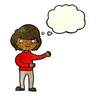 cartoon happy person with thought bubble N12