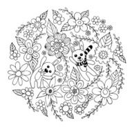 Rabbit Couple Doodle Vector