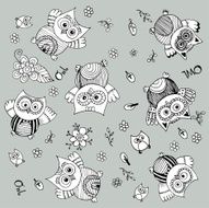 Owl Doodle Vector N2